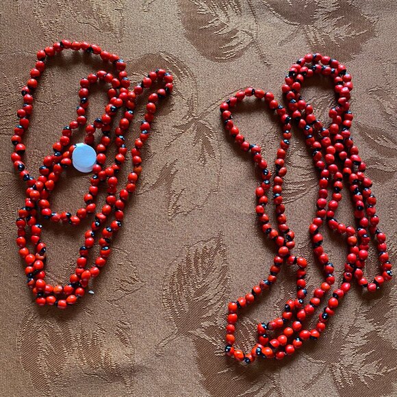 Peony Necklace Good Luck Collar Peony Seed Natural Necklace Evil Eye 15 in - Picture 2 of 4